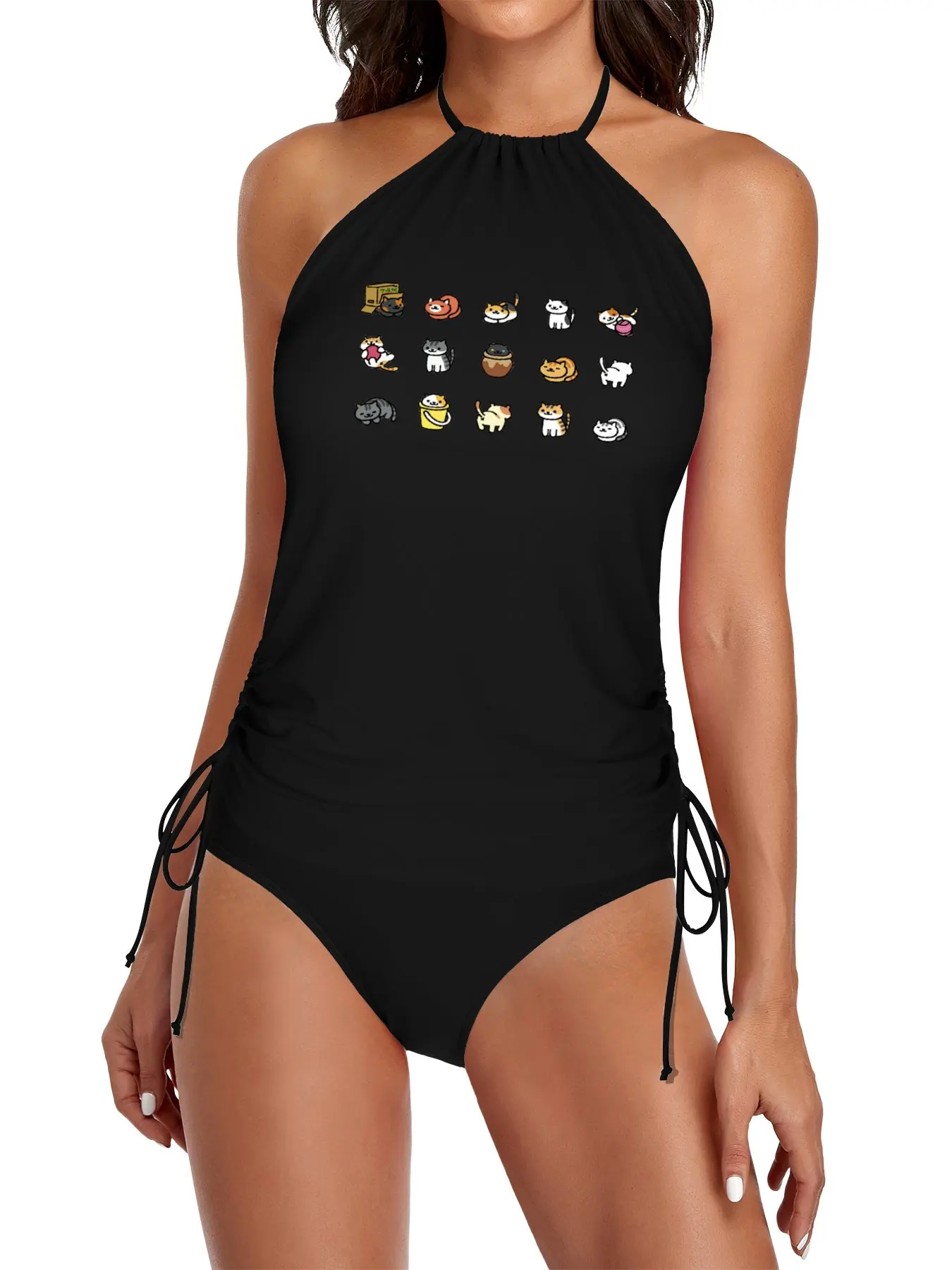 

Neko Atsume Split Swimsuit Set cute swimsuit Black swimsuit ladies