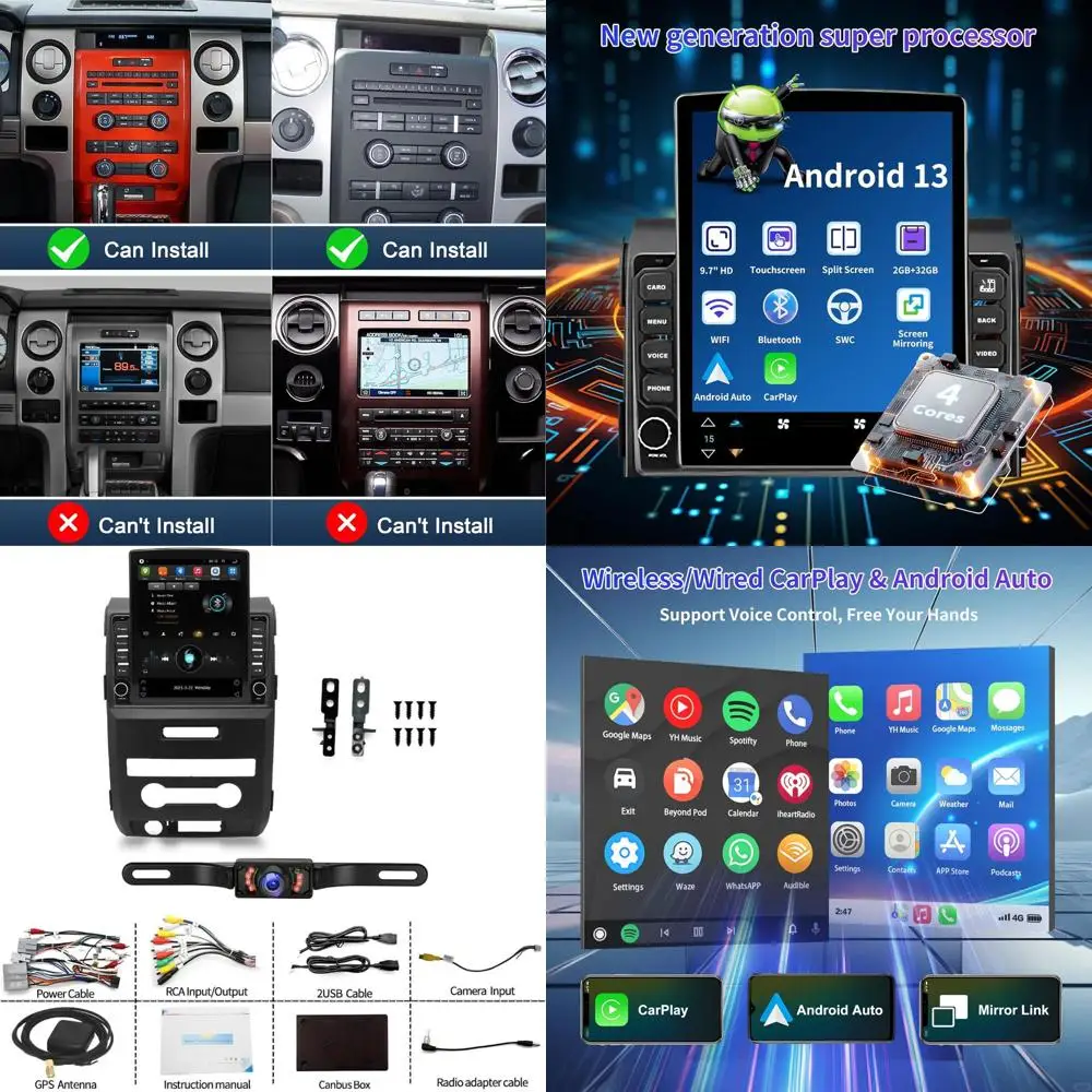 

Car Stereo Radio Upgrade for Ford F150 F-150 2009-2014, 9.7" Touchscreen Android 13 Car Radio Stereo Compatible with Wireless Ca
