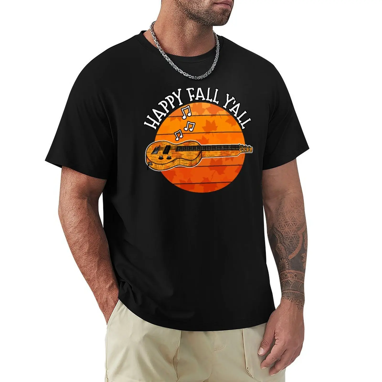 Fall Slide Guitarist Lap Steel Guitar Autumn Thanksgiving T-Shirt quick-drying men t shirts