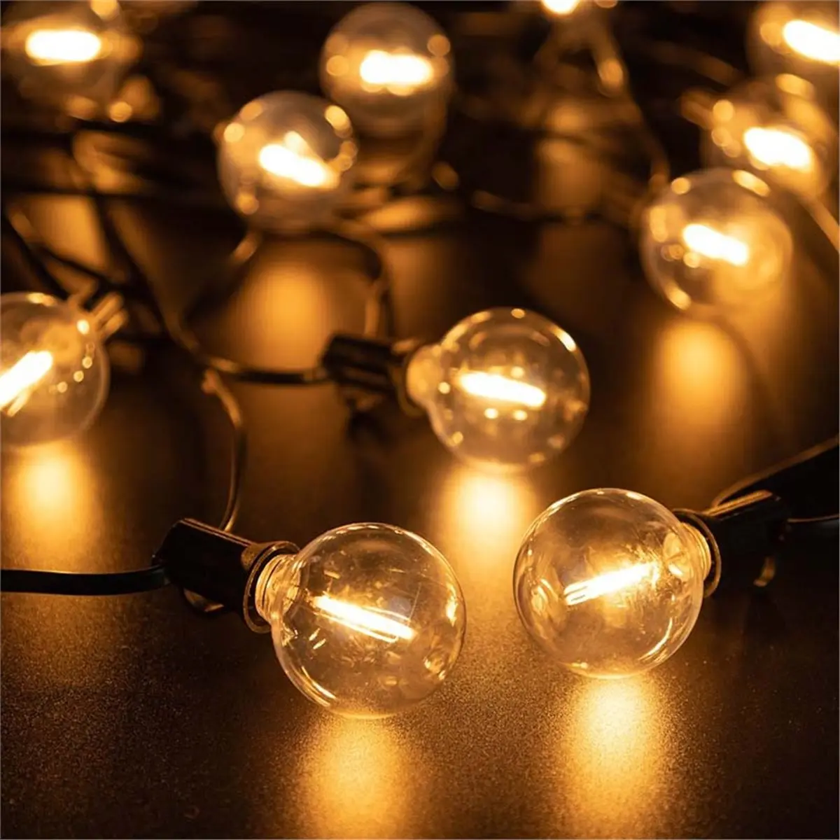THANKYOU 25PCS Low Voltage G40 DC12V Led Light Bulbs 1W E12 Plastic Replace Bulb for Off-Grid Solar String Light Camping RV