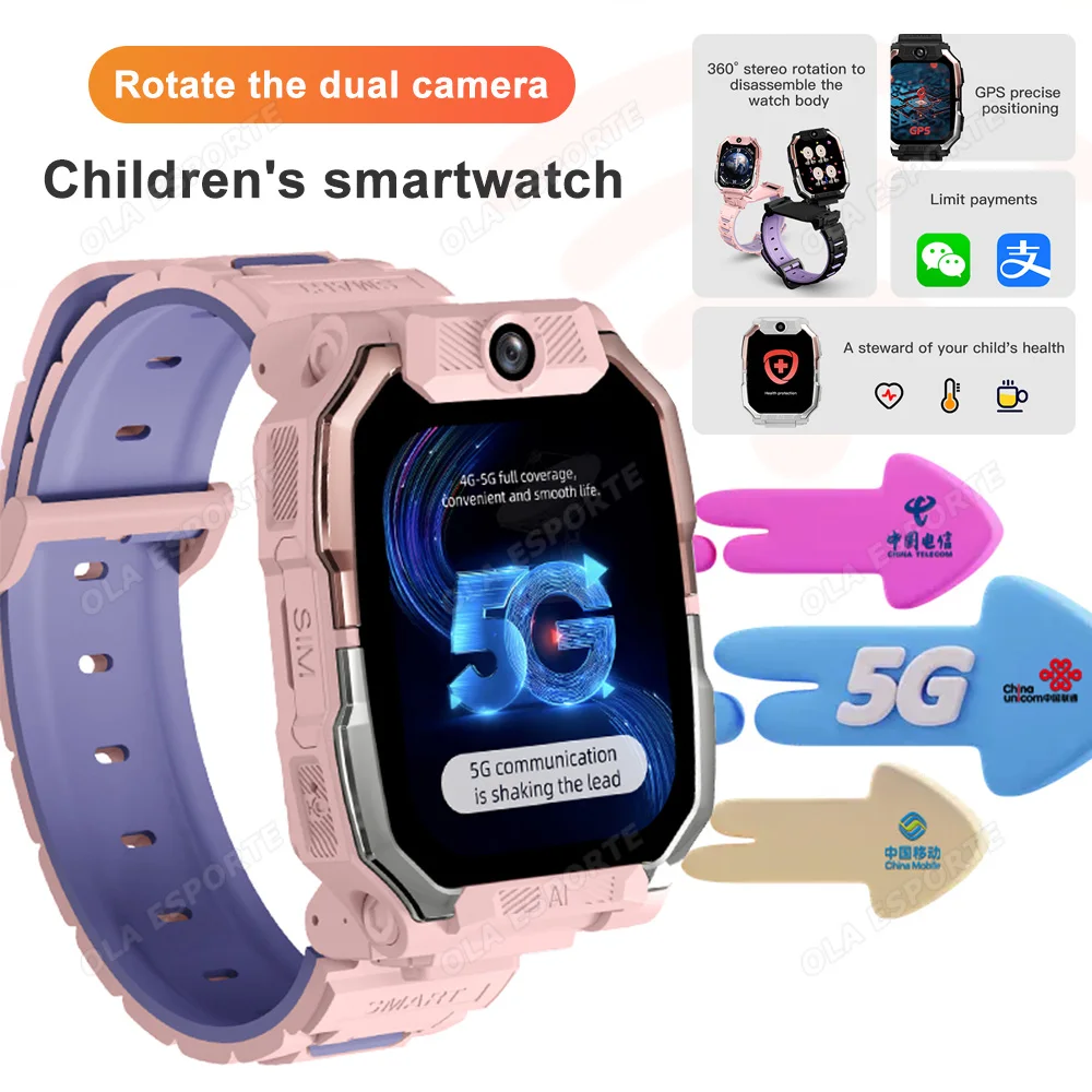 

4G Sim Card Children's Smartwatch SOS HD Camera Two Way Video Call GPS Positioning With Alarm Clock Calculator Kids Phone Watch