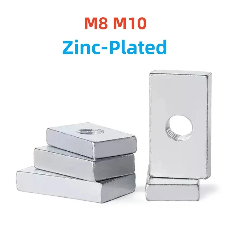 Zinc Plated Carbon Steel Thin Rectangular Square Nut M8 M10 Aluminum Profile Slider Block Fastener Nuts