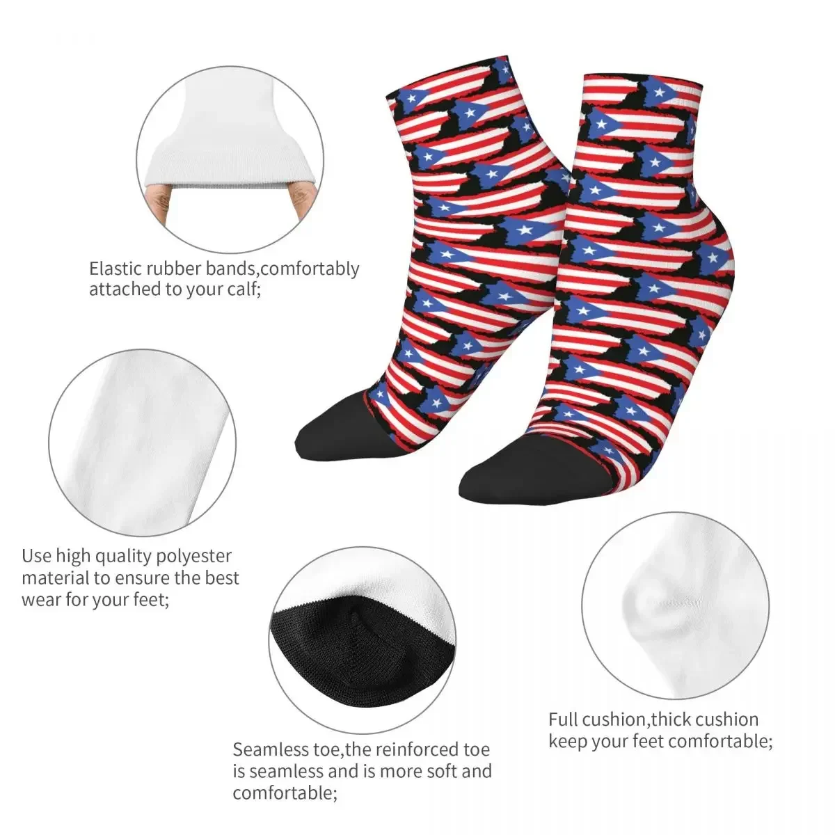 Puerto Rico Flagge (4) Socken Harajuku Hochwertige Strümpfe Ganzjahressocken Zubehör für Unisex-Geburtstagsgeschenk