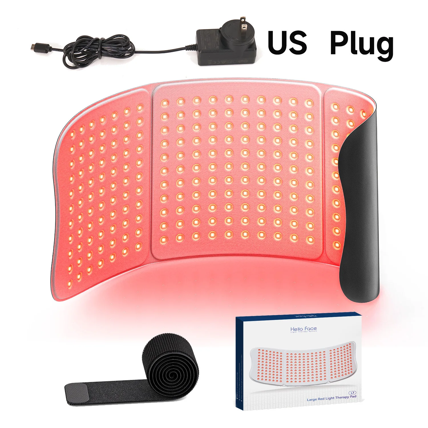 Roodlichttherapiekussen 660nm 850nm voor verlichting van lichaamspijn, grote 30x12inch mat met timer - Hello Face L7 Tri-Chip nabij infrarood