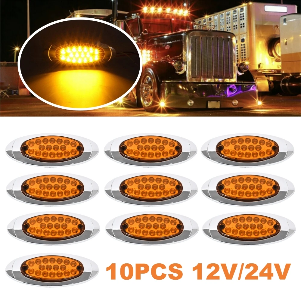 

10PCS Trailer Light 18LED Side Marker Light Auto Lorry Bus Tail Brake Lights Turn Signal Freightliner Truck Markering Light