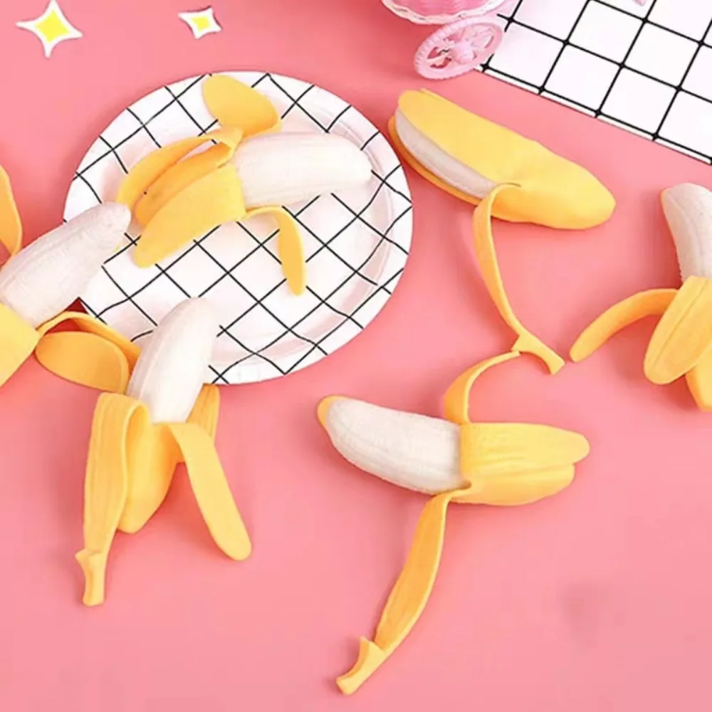 1TCute Fruit Squishy Stress Balls Fidget Sensory Toy Squeeze Stress Relief Hand Toy Anti-Anxiety Banana Stretchy Slow Rising Toy