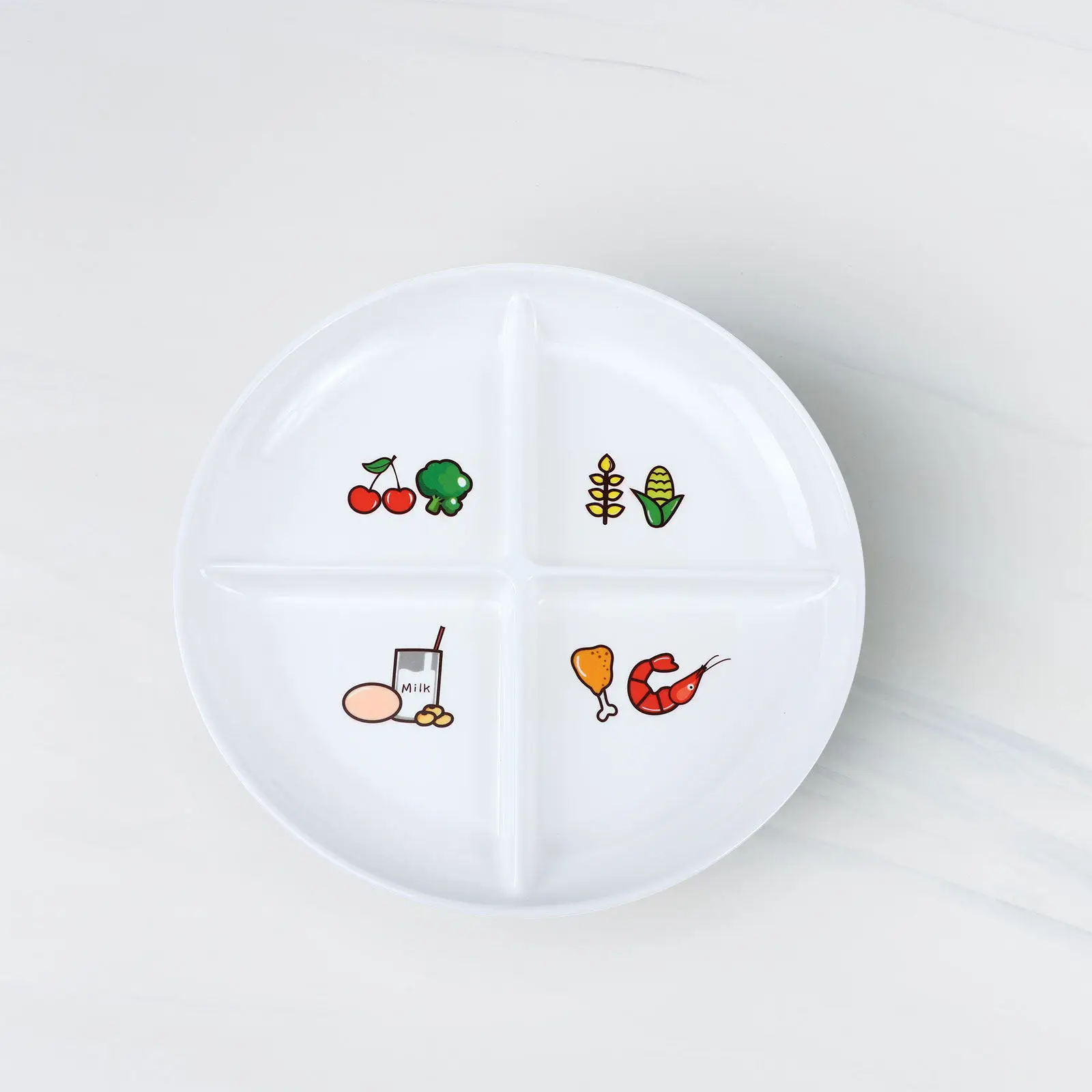 Home Breakfast Tray Four Grids Divided Plate Premium Melamine Dish Safe Long-Lasting Use Non-Slip Bottom Quantitative Serving