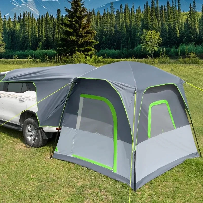 SUV Camping Tent with Rainfly, Movie Screen and Steel Frame Poles, SUV Tailgate Tent with Awning Shade