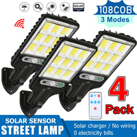 1~4pcs Solar Lights Outdoor With 3 Mode Waterproof Motion Sensor Security Lighting LED Wall Street Lamp for Garden 108/117COB