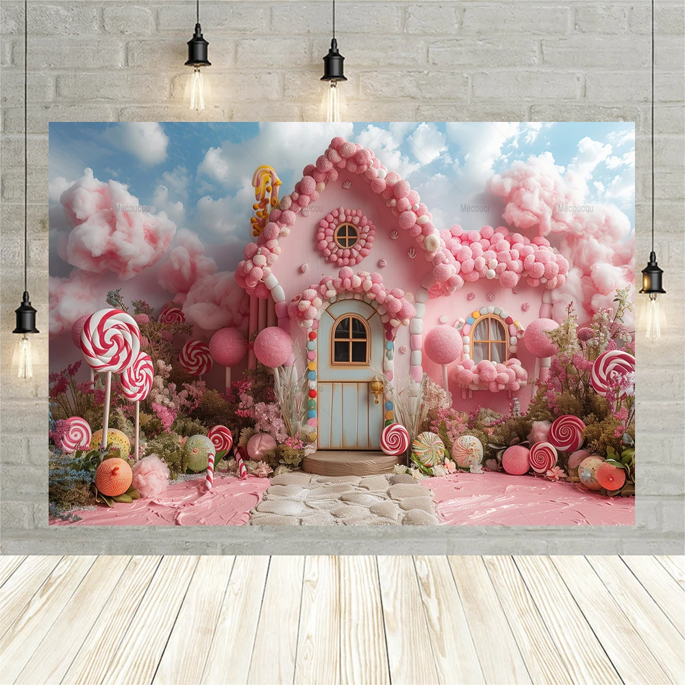 Sweet Candy Castle Girl\'s Birthday Backdrops for Photography Baby Shower Party Decor Photo Photographic Background Studio Shoot