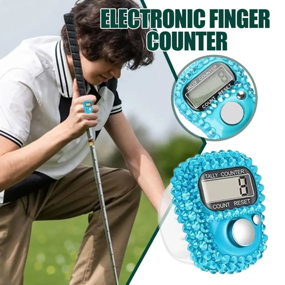 Diamond Decor Ring Counter Adjustable Strap LCD Screen Digital Tally Counter Battery Powered Tally Clicker Workshop Use