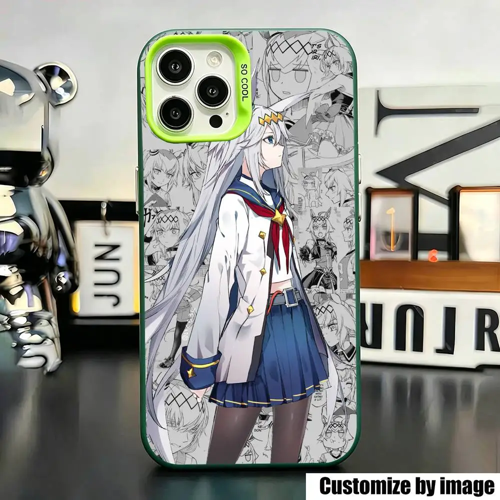 

Oguri C- Cap Uma M-Musume Anime Phone Case For iPhone 17,16,15,14,13,12,11 Plus,Pro Max,XS,Green Silver Plated Inside Cover