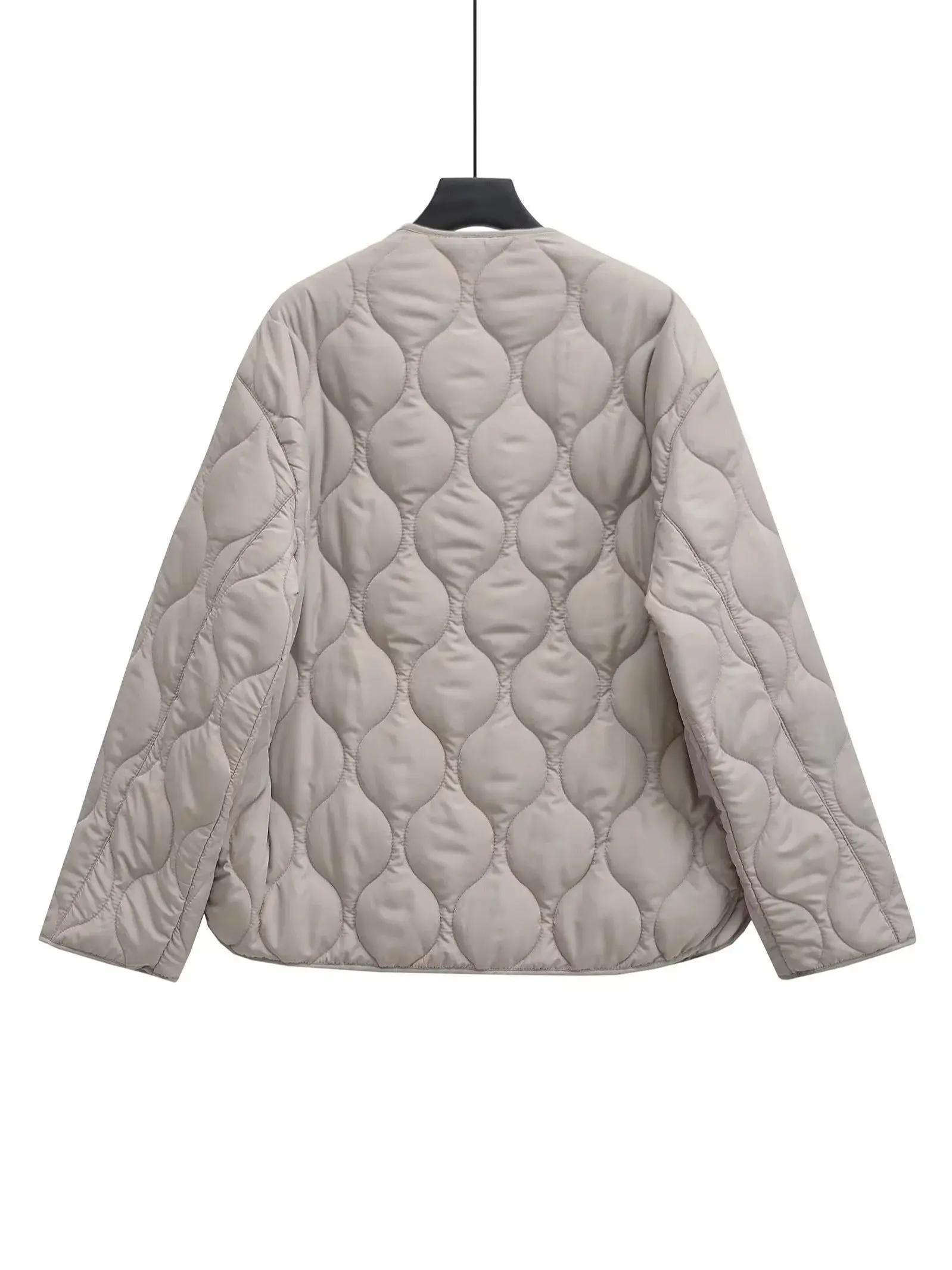 XNWMNZ 2024 Women's Fashion Autumn/Winter Padded Jacket Women Retro O Neck Long Sleeve Zipper Versatile Female Quilted Coat ﻿