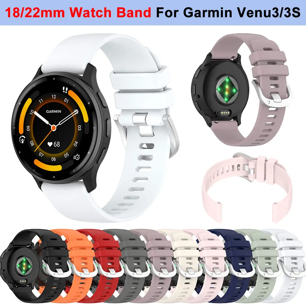 Correa de Silicona Original para Reloj Garmin Venu 3 3S, 18mm 22mm, Accesorios Inteligentes, Correa de Repuesto, Brazalete