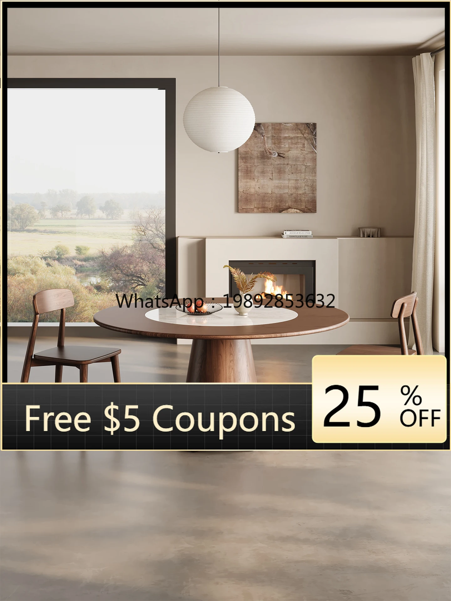 

YFY Pure Natural Luxury Stone Solid Wood Round Dining Table Marble Light Luxury High-end Italian Style Round Table and Chair Set