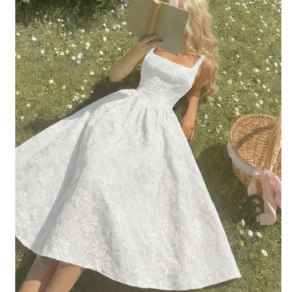Kleider für Damen Neues Sommerkleid Ärmellos mit Quadratischem Ausschnitt Elegantes Schlankes A-Linien-Kleid Damen Vestidos De Verano Mujer