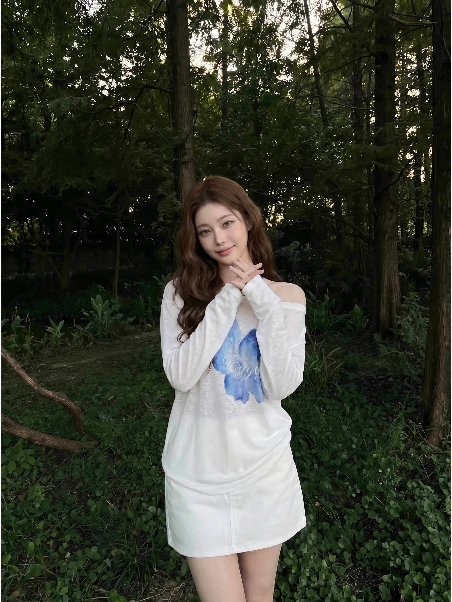 White Sleeveless V-Neck Summer Shirt Set Women's New 2026 Hanging Neck Lace Cover up Two-Piece Suit UV Protection Daily Wear