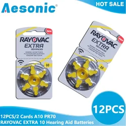 12PCS/2Cards Hearing Aid Batteries A10 PR70 RAYOVAC EXTRA 10 A10 Zinc Air 1.45V Performance Battery for Hearing Aid