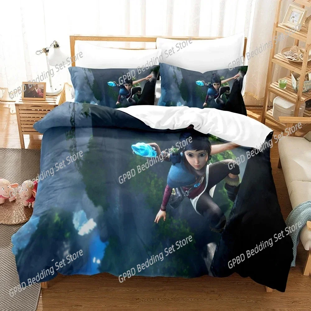 Anime Game Bridge Spirits Kena 3D Bedding Set Duvet Cover Pillowcases Single Twin Full Queen Size Home Decor Quilt Boys Gift