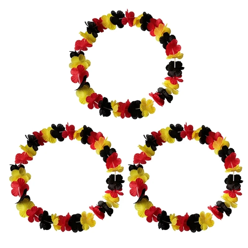 3PCS Germany Fan Support Floral Lei Necklace Football Party Decorations Hawaiian Flower Hawaiian Flower Necklace