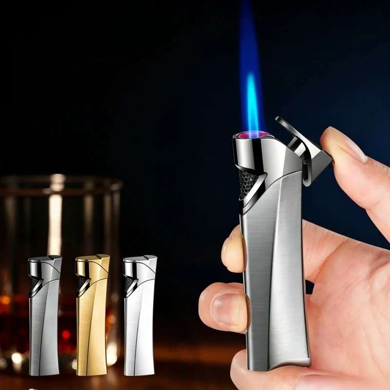 New Streamlined Metal Butane Gas Lighters Cool Unique Jet Flame Windproof Torch Lighter Smoking Accessories Gift Men Cigar Torch
