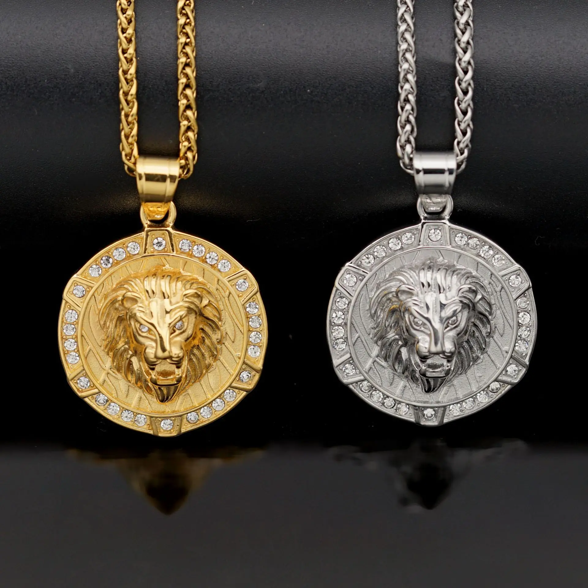 Classic Punk Gold Silver color Lion Pendant Necklace Men's stainless steel Rock Party Jewelry