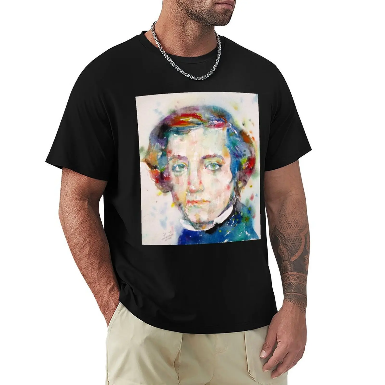 

ALEXIS DE TOCQUEVILLE - футболка с акварельным портретом, таможенный дизайн, забавные футболки с мемми, спортивные фанаты, мужские футболки