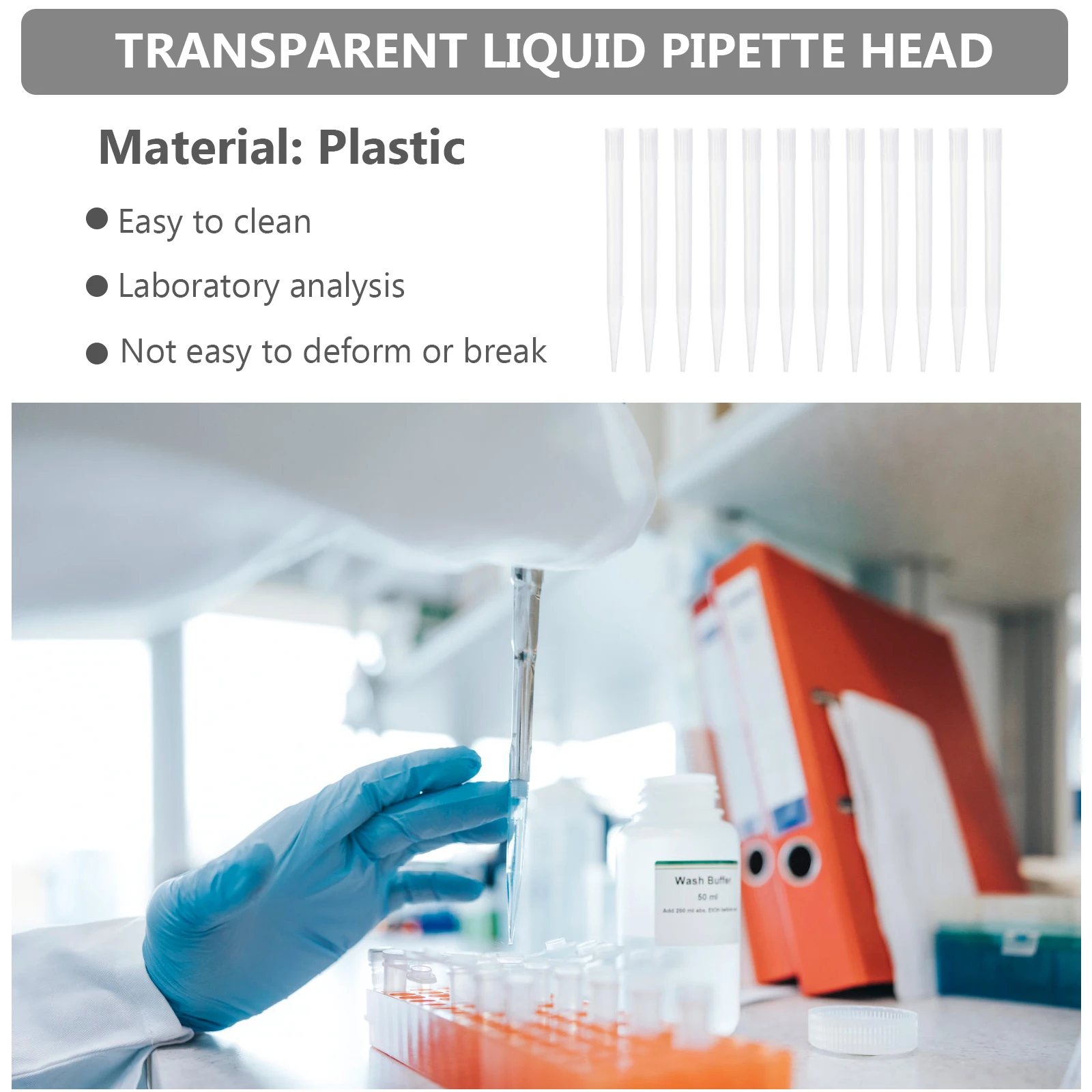 

300 Pcs Pipette Tips Pipettor Timer Disposable Plastic Lab Tipslab Liquid Universal