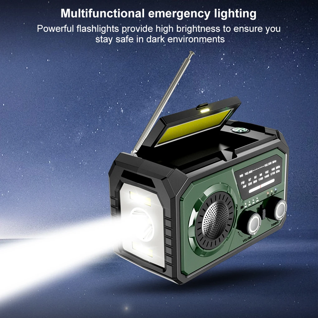 

AM/FM/WB NOAA Emergency Weather Radio Hand Crank 16000mAh Solar Radio SOS Alarm Type-C Charging Radio for Outdoor Emergencies