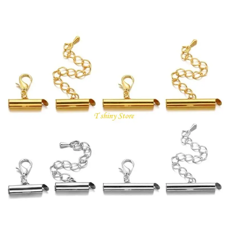 N58F Set of 10 Versatile Connectors Crimp End Caps Extending Chains Jewelry Findings DIY Bracelet Jewelry Making Accessories