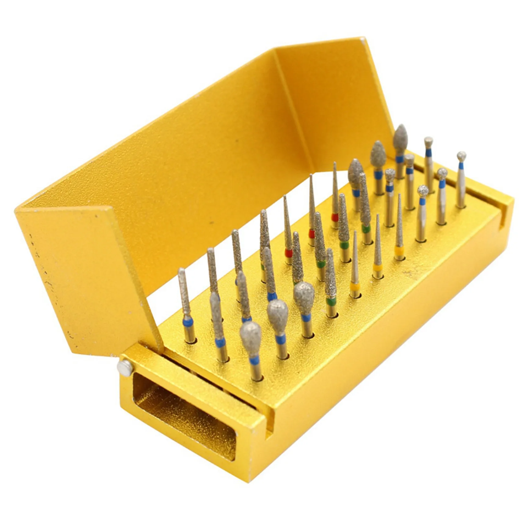 Abyo 300 pçs/set brocas de diamante + bloco suporte peça mão alta velocidade instrumento alumínio para clareamento dos dentes