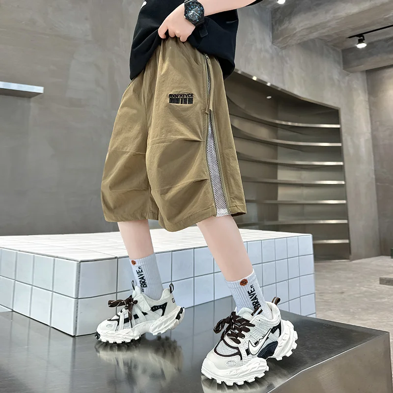 Summer Fashion Children Cotton Shorts for Boy Casual Patchwork Knee Length Cargo Shorts Kids Trendy Bottoms Age 5-14 Years Old