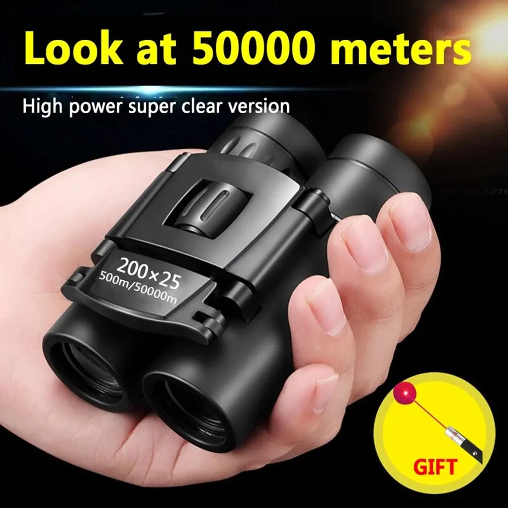 Mini přenosné 50000M dalekohled binoculars sytý 300X25 skládací dlouhé dosah nízko lehký noc vidění odborný binoculars