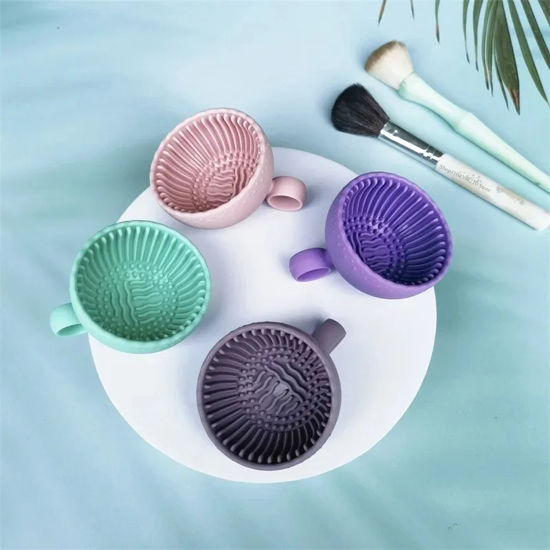 Soft Silicone Makeup Brush Cleaner Folding Powder Puff Cleaning Bowl Eyeshadow Brush Cleaning Pad Beauty Tools Portable Washing