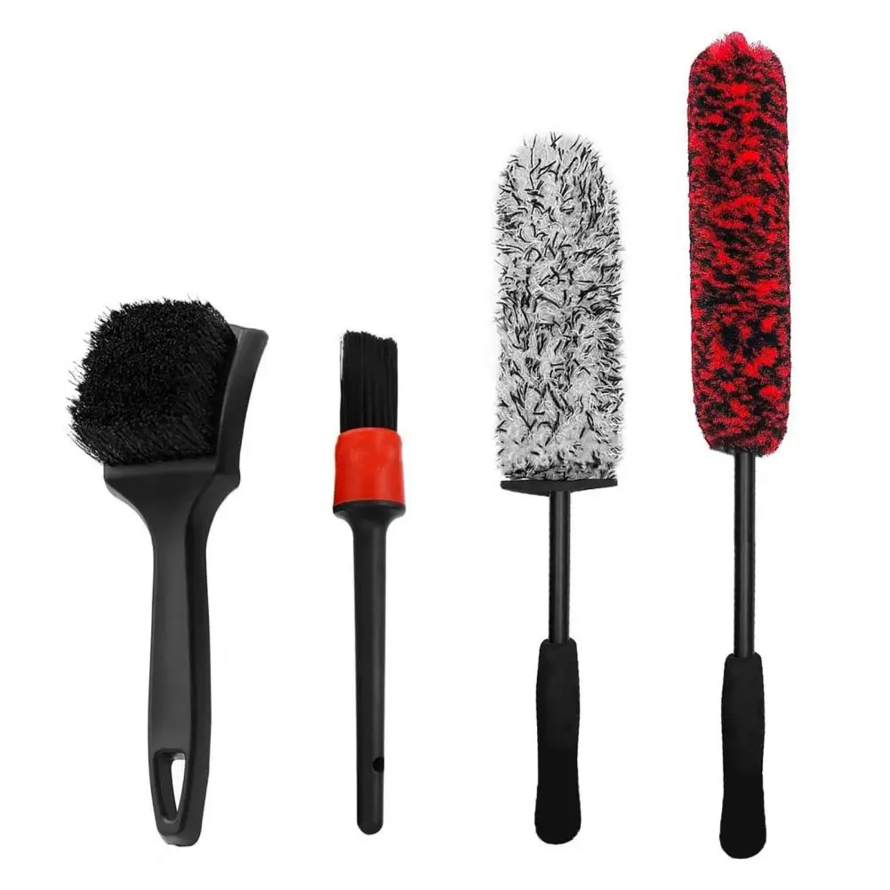 Wheel Hub Brush Car Detailing Supplies Set 4pcs Wheel Tire Brushes Kit for Stubborn Stains Ergonomic Design Brush for Car