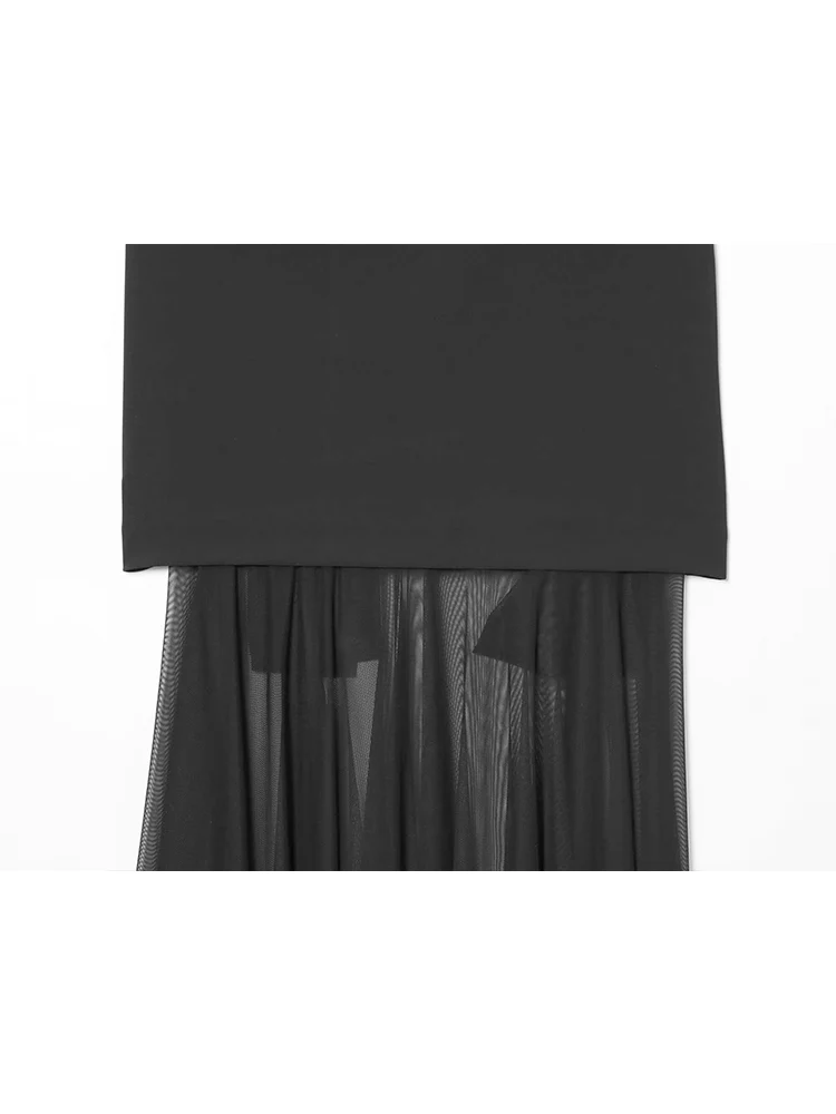 เดรสผ้าคลุมไหล่ผู้หญิง TFMLN 2026 รุ่นใหม่ ผ้าคลุมอกแบบผูก ผ้าตาข่ายซีทรูต่อผ้า ด้านหลังเปลือย ยาว แฟชั่นสำหรับผู้หญิง ใส่ไปงานปาร์ตี้ริมชายหาด