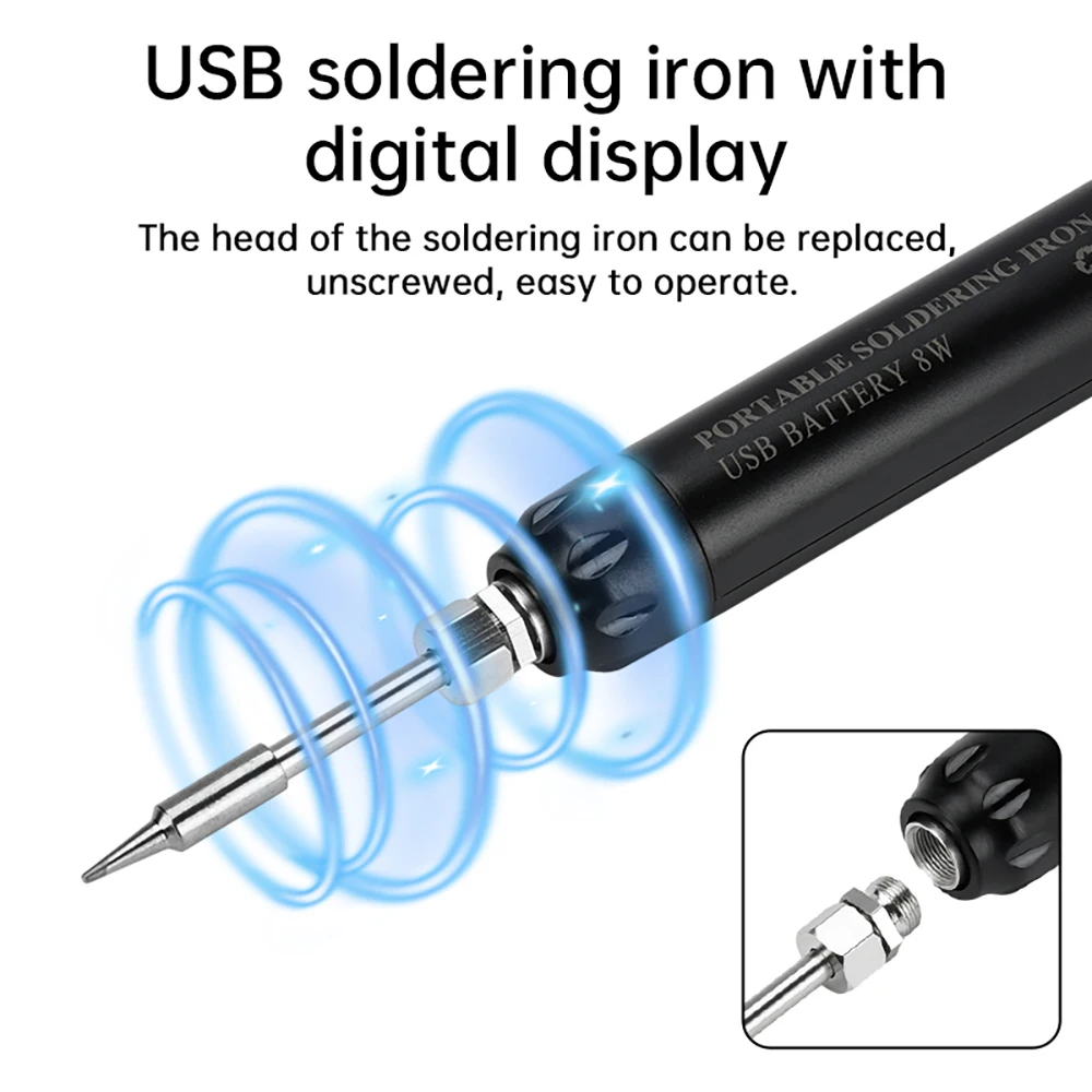 USB Soldering Iron Mini Small Soldering Iron Set Portable Household Type-C Interface 800mAh Battery Adjustable Temperature