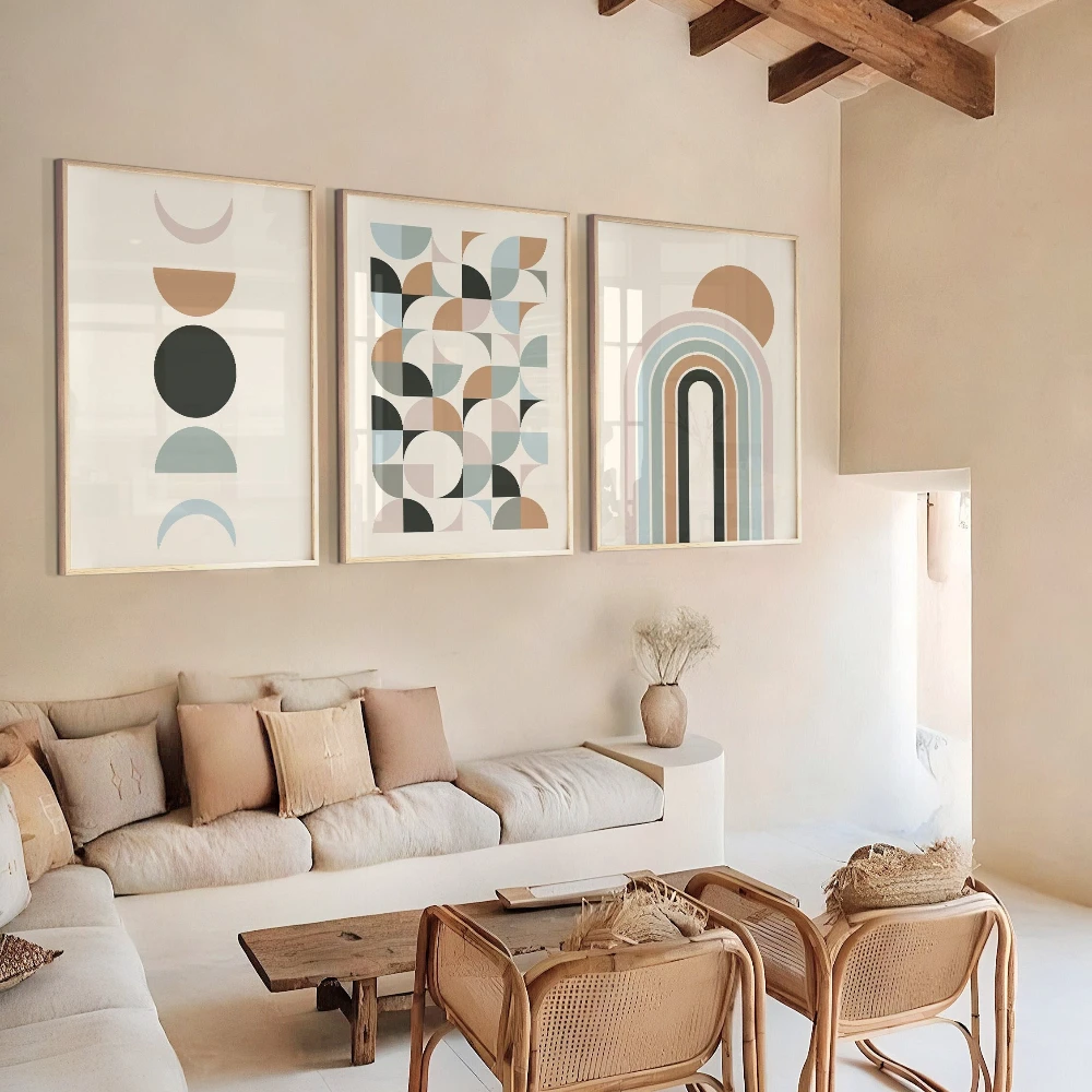 3pcs frameless Canvas Painting Boho Abstract Wall Art Prints Boho Wall Decor Scandi Art Beige Wall Prints Green Wall Decor Boho