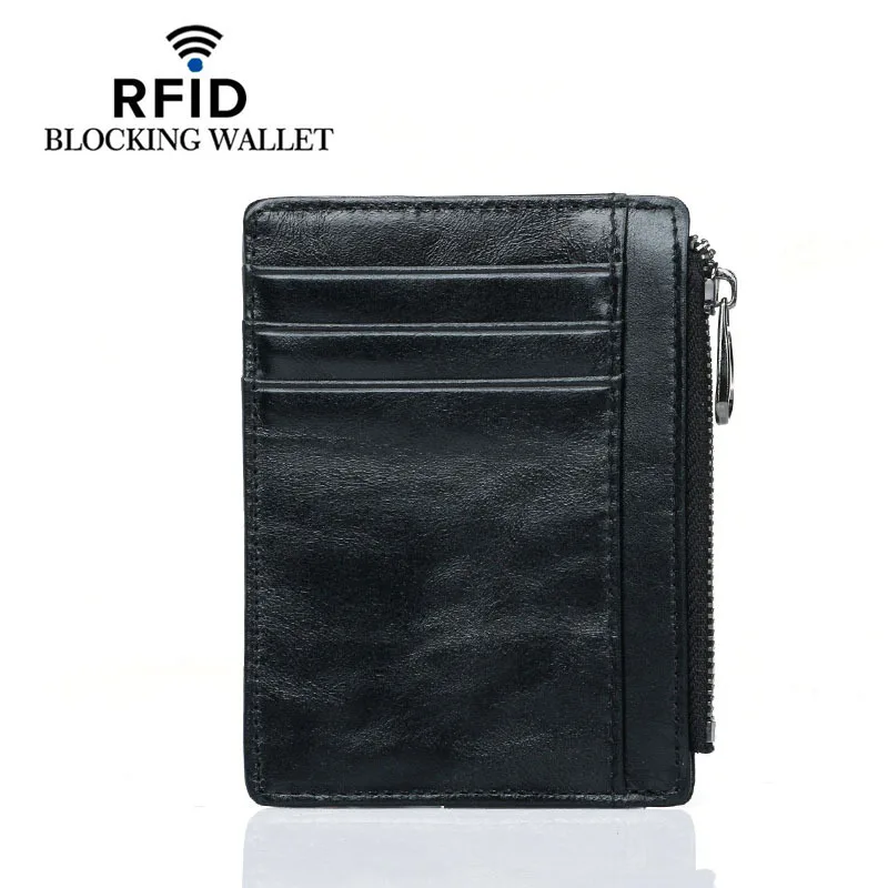 Monedero de cuero suave para hombre y mujer, tarjetero Rfid, Mini bolsa de dinero de alta calidad