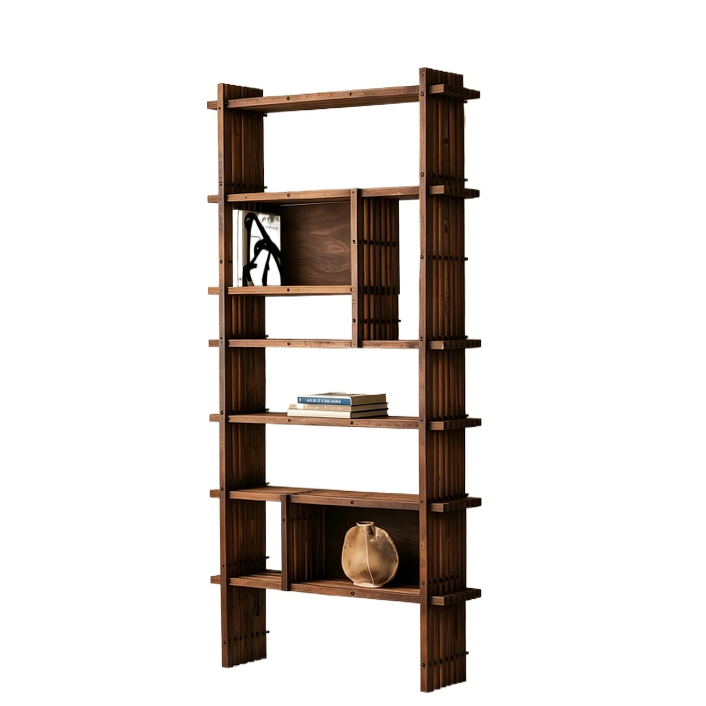 New Chinese North American Black Walnut Solid Wood Bogu Frame Tenon and Mortise Structure Study Shelf Multi-layer Storage Rack