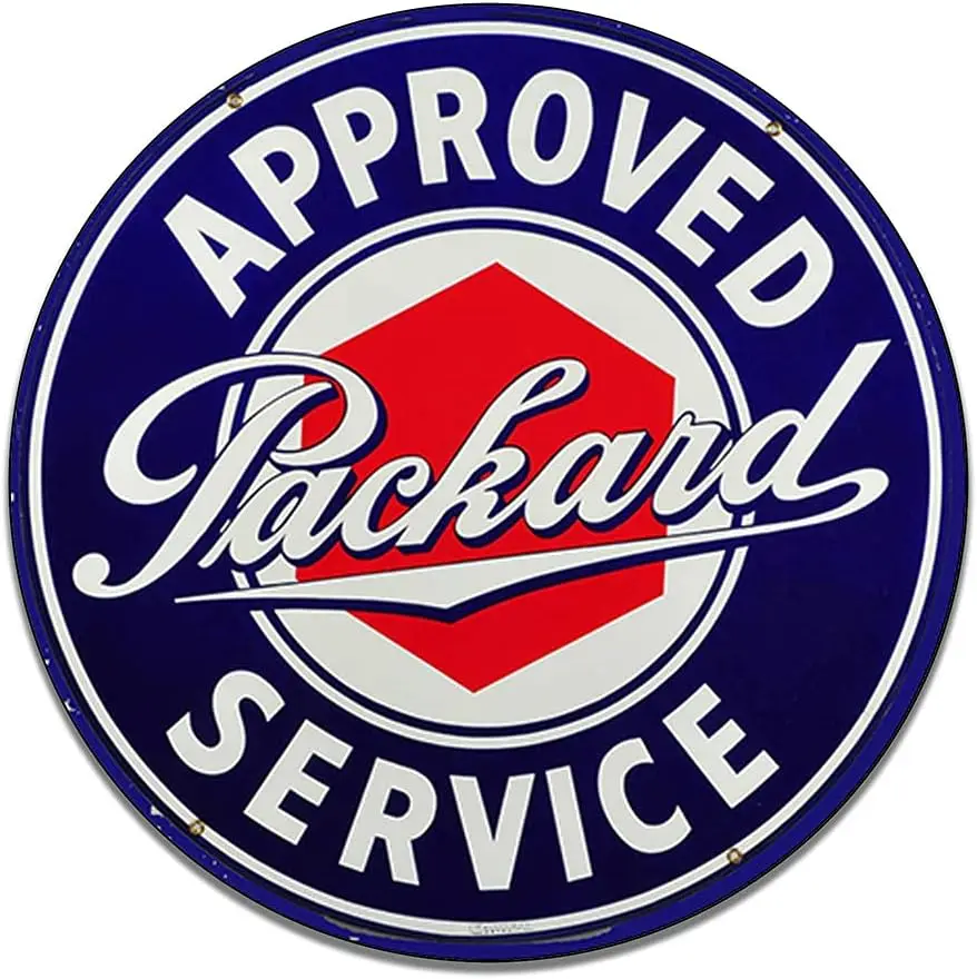 Packard Approved Service Insignia Emblem Seal Vintage Gas Signs Reproduction Car Company Vintage Style Metal Signs Round Metal T