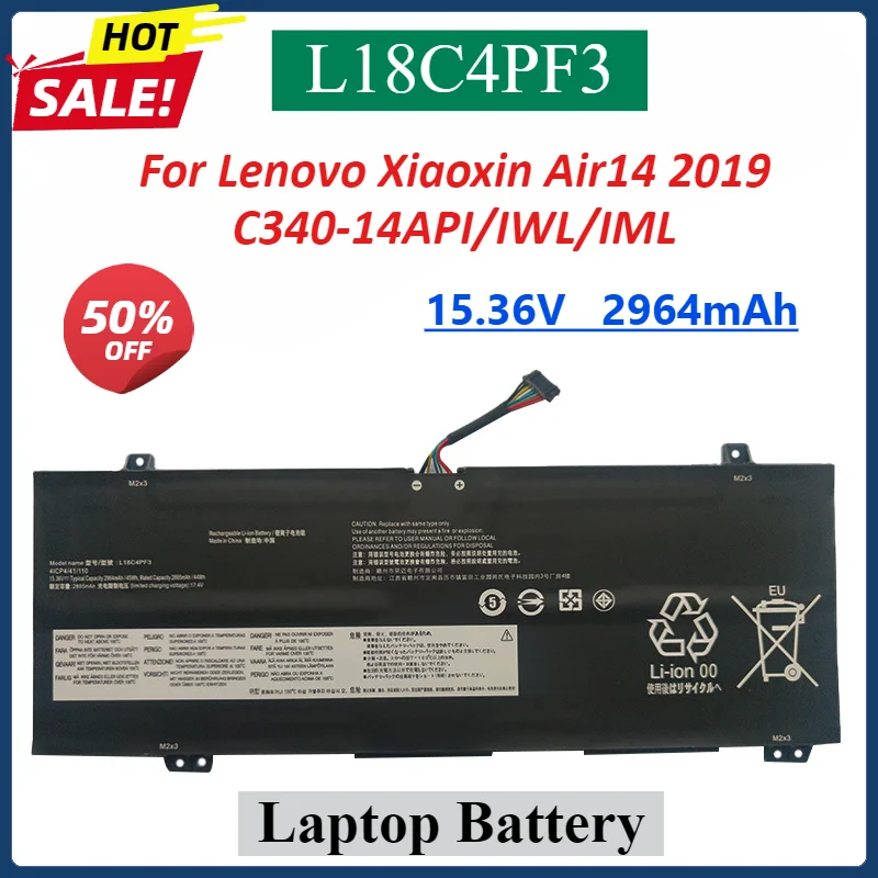 

15.36V L18C4PF3 Laptop Battery For Lenovo Xiaoxin Air14 2019 K3-IWL IdeaPad S540-14IWL C340-14API L18M4PF3 L18C4PF4 L18M4PF4