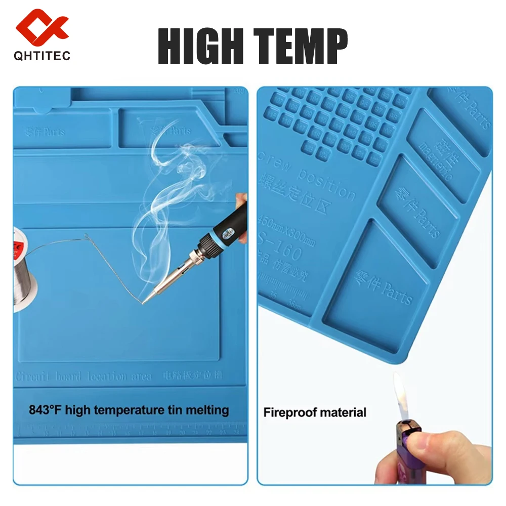 Silicone Soldering Pad Desk Platform Mat for Welding Station Iron Phone PC Repair Magnetic Heat Insulation No Lead S-160