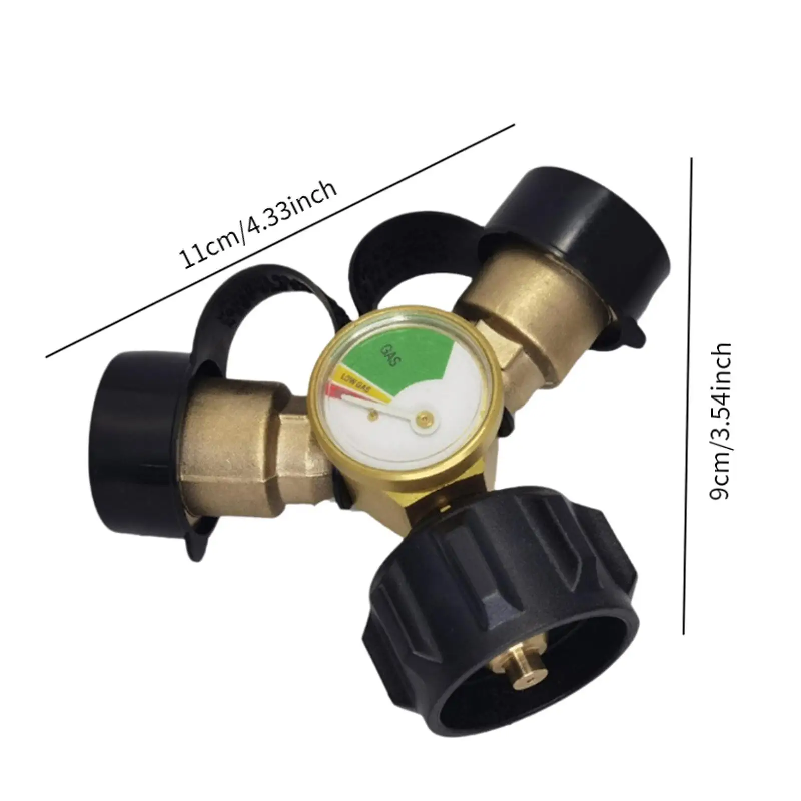 Propane Splitter 2 Way Brass Quick Connector Propane Tank Splitter with Gauge for RV Camper BBQ Grills Heater Propane Cylinder
