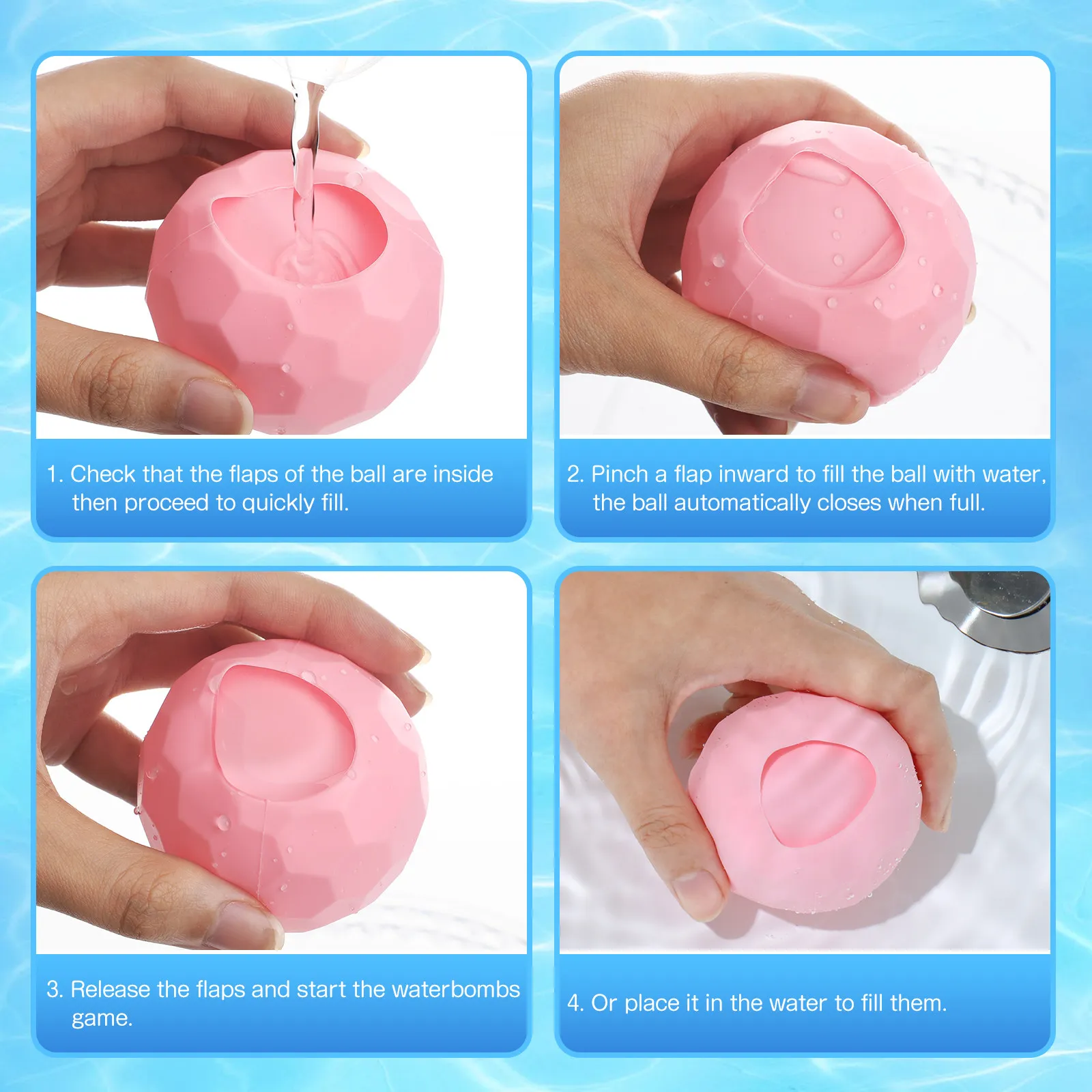 

24Pcs Ball Set Silicone Splash Bouncing Balls for Summer Pool Party Outdoor Garden Beach Party Interactive Reusable Round