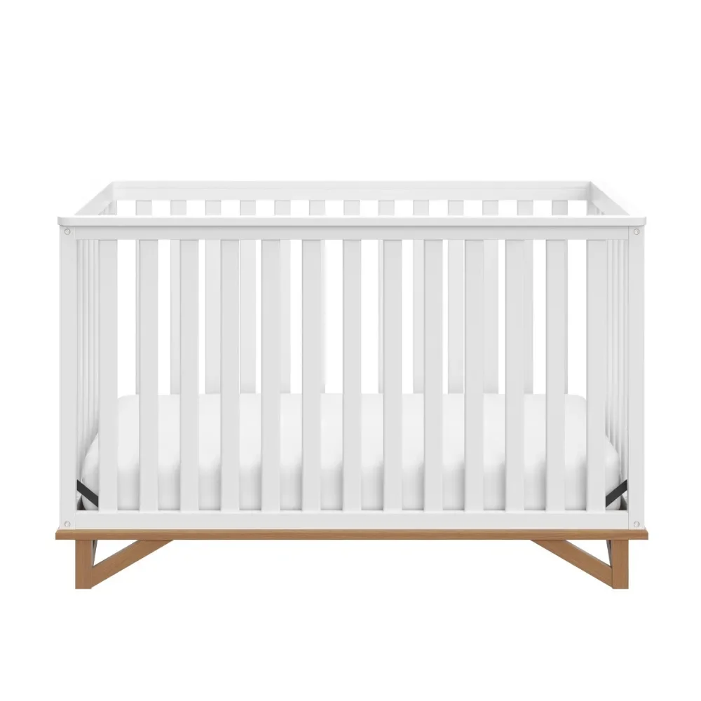 2023 New 5-in-1 Convertible Crib, Modern Design, Two-Tone Baby Crib, Converts To Toddler Bed, Daybed and Full-Size Bed