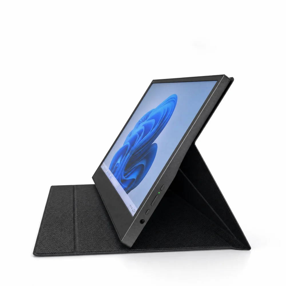ViewMont 15.6inch Portable Monitor with Leather Case FHD 1080P 100%RGB USB C Extend Monitor For Cell Phone Laptop Xbox NS PS5