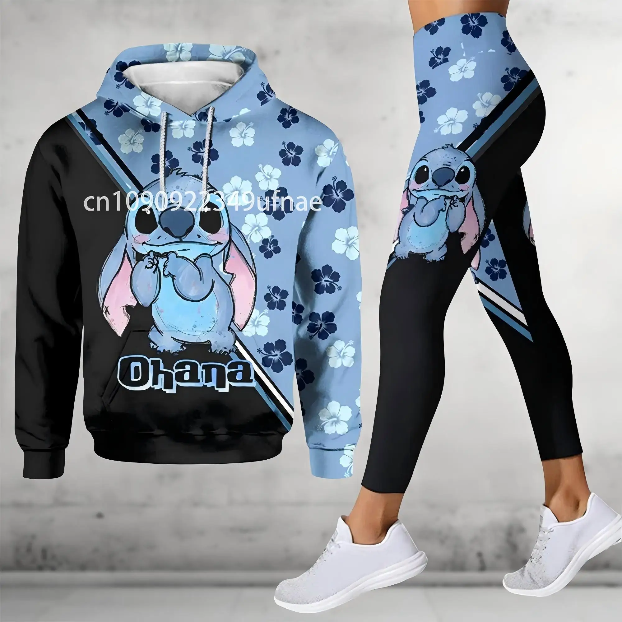 2025 Disney 3D hoodie sportyogabroek Stitch mode dames sportyogapak 3D