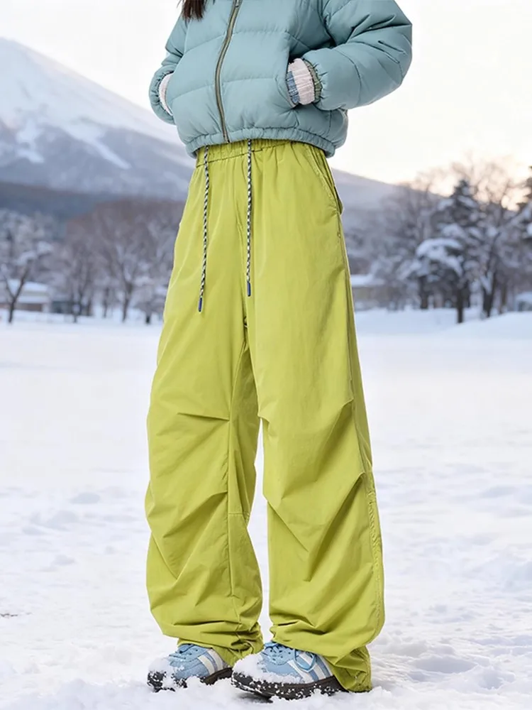 

Зимние утепленные брюки для сноуборда унисекс, складные, теплые, водонепроницаемые, в американском стиле, повседневные брюки для пар и молодежи