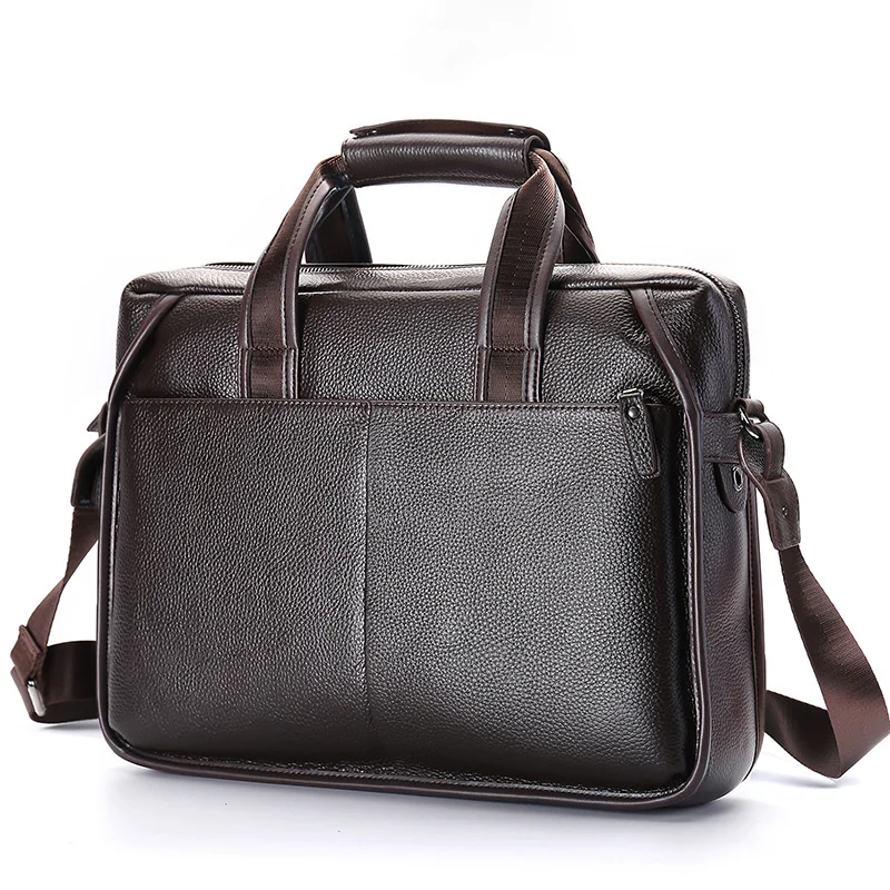 Couro real dos homens bolsa de negócios, maleta comercial masculina, mensageiro vintage, couro natural casual, nova moda, 2023